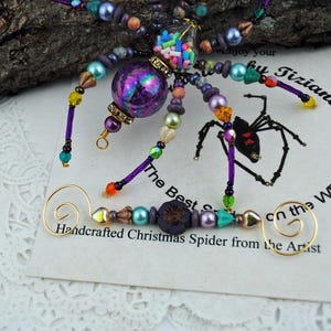Confetti Birthday Party Keepsake Spider Beaded Christmas Spider Holiday Ornament Exchange German Tinsel Legend, Spider Poem, Spider Legend image 3