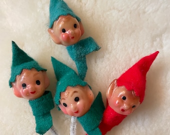 Vintage Plastic, Felt and Chenille Pixies, Elves