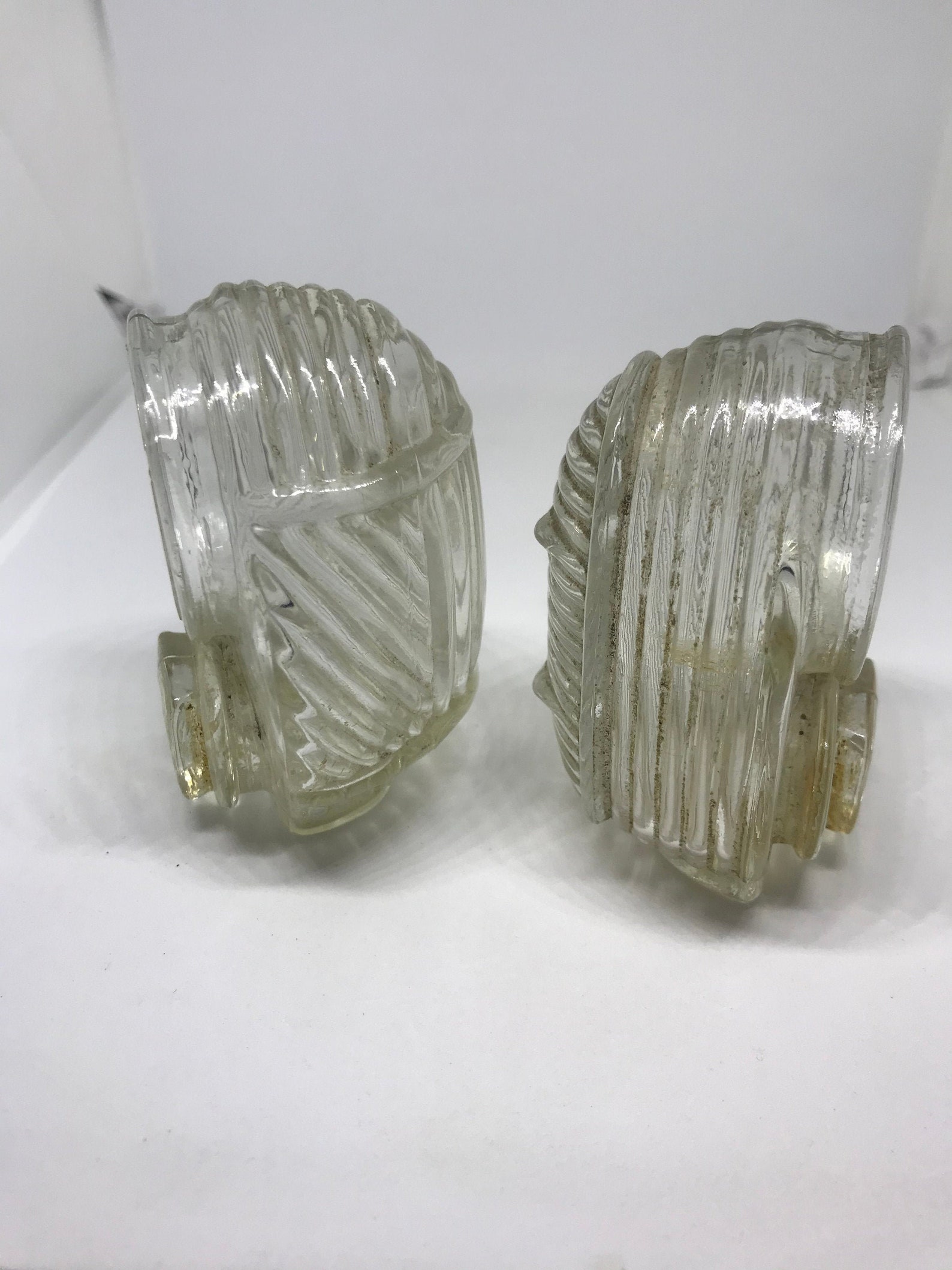 Vintage Bird Cage Feeder Water Bowl Pressed Glass Set of Two Etsy