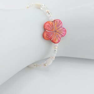 Flower Shell Beaded Bracelet, Seed Bead Summer Beach Bracelet, Gifts for her