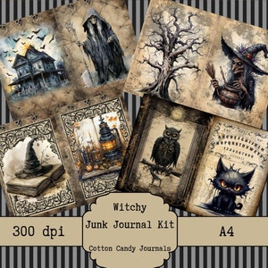 Witchy Junk Journal Kit: Halloween Scrapbooking Ephemera (Digital Download)