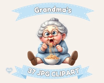 Clipart de vovó: Imagens JPG divertidas de idosos (download digital)