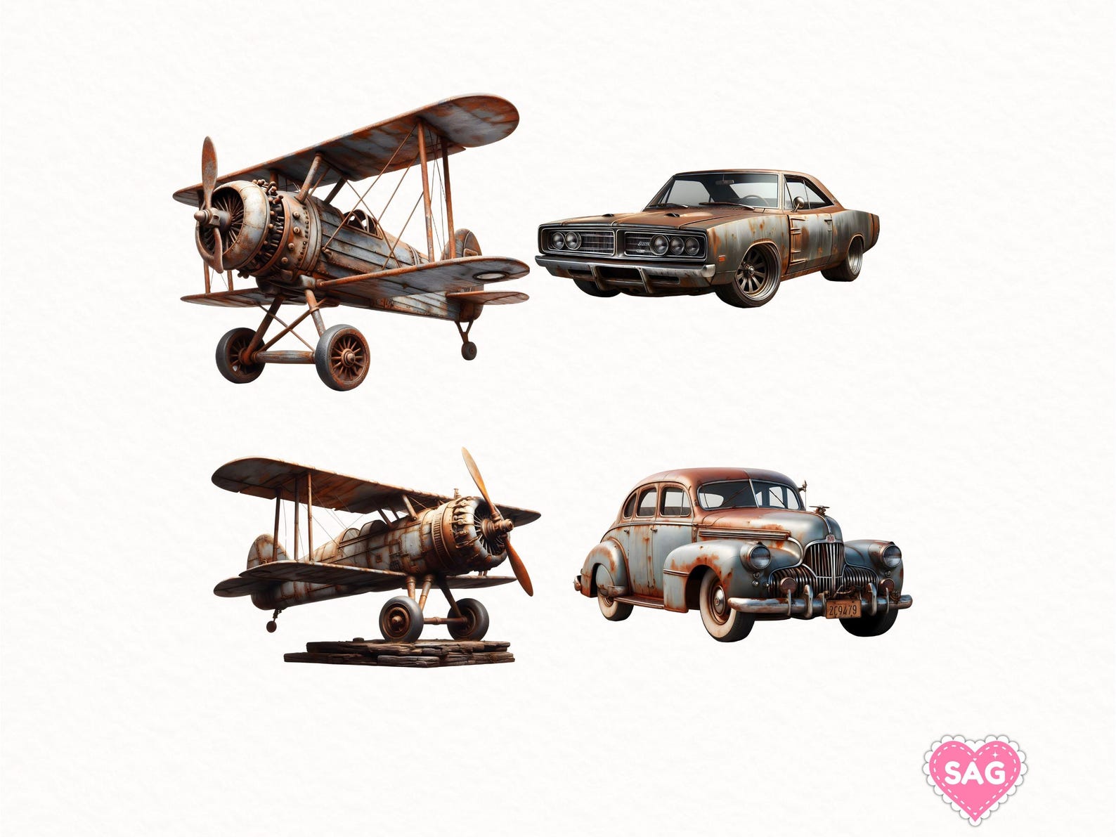 Rust Cars Graphics Rusty Cars & Motorbikes Clipart: Vintage Vehicle Graphics (digital ...