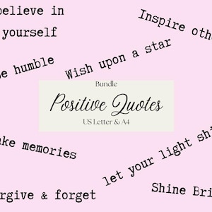 Citas positivas para diario listas para descargar e imprimir, para hacer álbumes de recortes, para planificar, para inspirarte, para reforzar tu autoestima, para imprimir y recortar