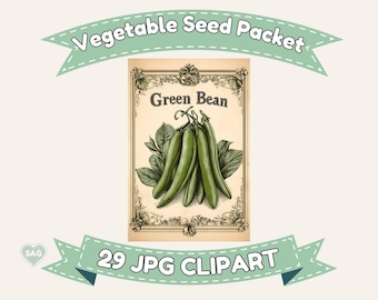 Vintage Vegetable Seed Packet Printables: Antique Garden Ephemera (JPG Digital Download)