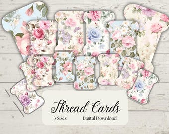 Floral Thread Cards: Vintage Romantic Ephemera (Digital Download 8.5&quot; x 11&quot;)
