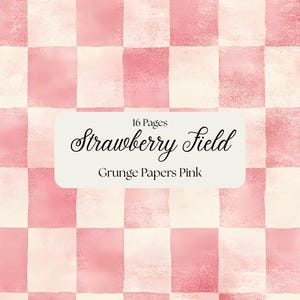 Papeles digitales grunge rosa Strawberry Field, páginas para scrapbooking, papeles para diarios basura, papeles grunge vintage en rosa, descarga digital