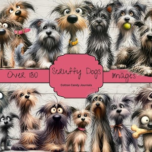 Animaux de compagnie bien-aimés, clipart numérique chiens lunatiques débraillés, clipart chien, faire-parts, art mural pour animaux de compagnie débraillé, art de chambre d'enfant, éléments fantaisistes,