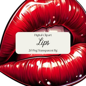 Red Lips Clipart: Luscious Vampire, Kiss Images (Digital Download)