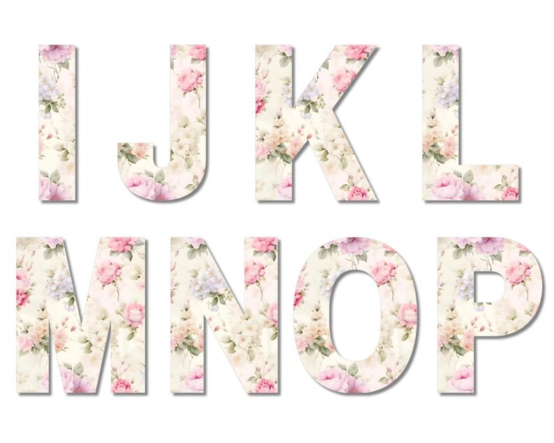Floral Alphabet Clipart: Romantic Shabby Chic Letters (digital Download ...