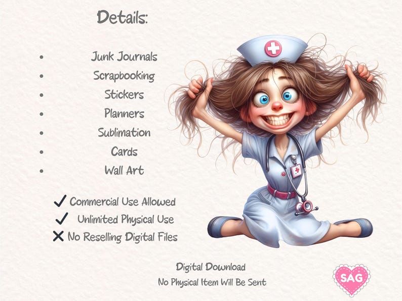 Medical Staff Clipart: Quirky Doctors & Nurses (PNG Transparent Background) image 7