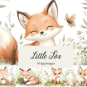 Little Fox Clipart: Woodland Animal Graphics, Scrapbooking (Digital Download Jpg Set of 30)