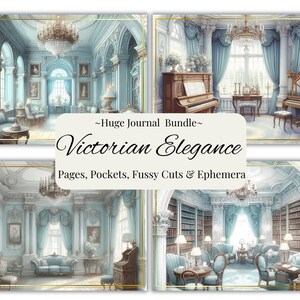 Victorian Elegance Digital Journal Mega Bundle, Romantic Victorian Elegance Fussy Cuts, Ephemera, Junk Journal Pages and Pockets, Journal