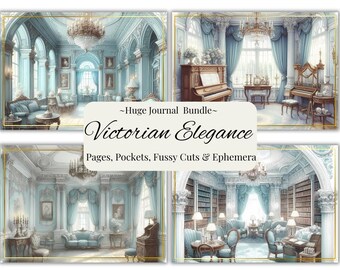 Victorian Elegance Digital Journal Mega Bundle: Ephemera, Fussy Cuts (PDF Download)