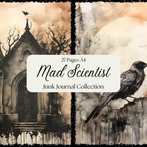 Mad Scientist Junk Journal Kit: Macabre Lab, Creepy Monster (A4 Digital)
