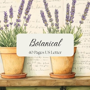 Botanical Digital Paper: Vintage Plant Journal Pages (Digital Download)