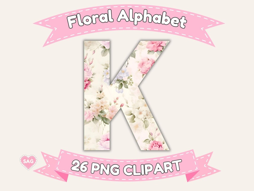 Floral Alphabet Clipart: Romantic Shabby Chic Letters (digital Download ...