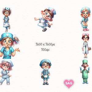 Medical Staff Clipart: Quirky Doctors & Nurses (PNG Transparent Background) image 2