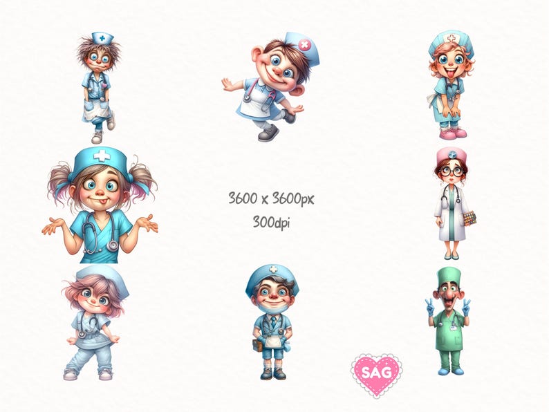 Medical Staff Clipart: Quirky Doctors & Nurses (PNG Transparent Background) image 2