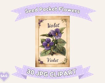 Imprimibles de paquetes de semillas de flores vintage: Efímeros de jardín antiguos (Descarga digital)