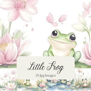 Frog Clipart Set: Pond Life Graphics for Junk Journals (Digital Download, 25 JPGs 3600x3600px )