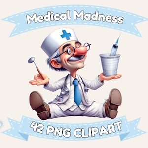 Medical Staff Clipart: Quirky Doctors & Nurses (PNG Transparent Background) image 1
