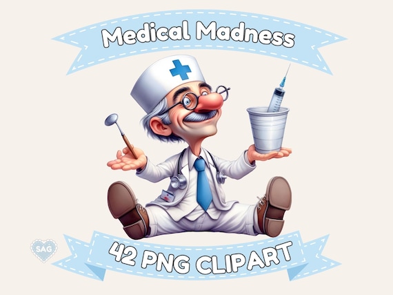 Medical Staff Clipart: Quirky Doctors & Nurses (PNG Transparent Background)