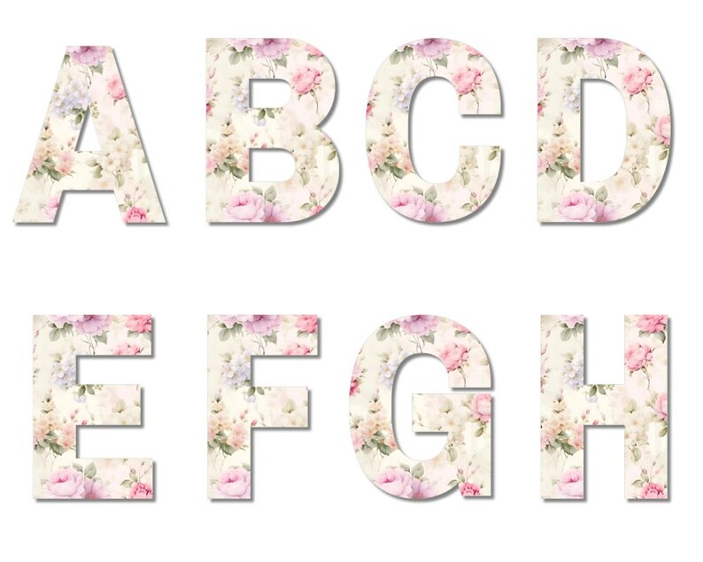 Floral Alphabet Clipart: Romantic Shabby Chic Letters (digital Download ...
