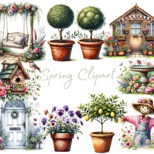 Spring Digital Clipart, Transparent Bg, 90+ Images, Cottage Core,  Gardening, Flowers, Cottage Life, Junk Journals, Sublimation, Cards