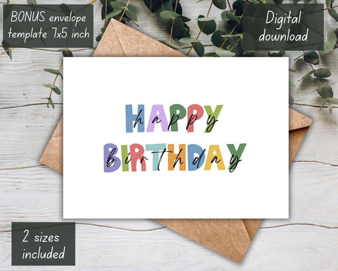 Happy Birthday Printable Birthday Card Digital Birthday Card Print at