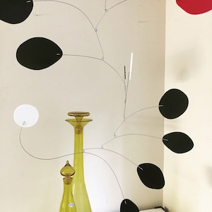 Red & Black Mid-Century Modern Art Mobile: Kinetic Home Decor
