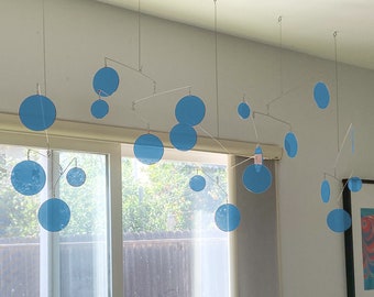 Charming Blue Kit - DIY Mobile Project - Atomic Retro MCM Style Mobiles - Hanging Mobile - Kinetic Sculpture - Home Decoration - WFH Decor