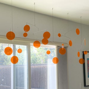 Gorgeous Orange DIY Atomic Mobiles - Beautiful Retro MCM Kinetic Hanging Art Mobile - Home Decor WFH Office Decorations - Unique Gifts