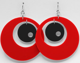 Groovy Two Tone Acrylic Earrings - Atomic Retro Midcentury Inspired Dangle Earrings - Mod Fashion - Mothers Day Gift - Modern Jewelry