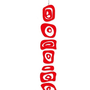 Red Retro Art Mobile: Mid Century Modern Hanging Sculpture