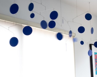 WFH Decor DIY Kit Navy Blue Mobile - DIY Hanging Modern Art Mobiles - Retro Home Decor Mid Century Modern Kinetic Sculpture - 5 Sizes