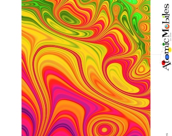 Mid Century Modern Kunstdruck: Atomarer Wirbel, kräftige Farben (Digitaler Download)