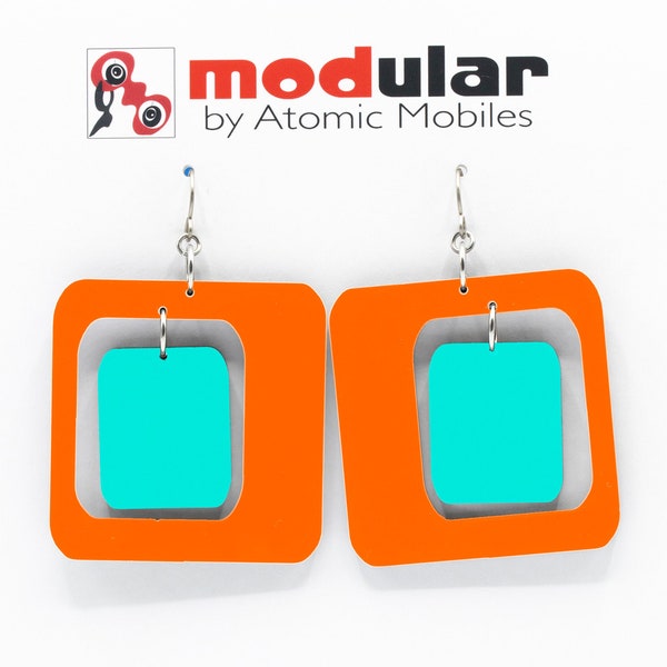 Coolsville Hip Earrings - MCM Retro Mod Style Dangle Statement Earrings - 8 Color Choices - Bold Fashion Earrings