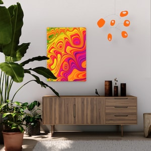 Retro Art Mobile: Mid Century Modern Orange Hanging Mobile - Atomic Mobiles