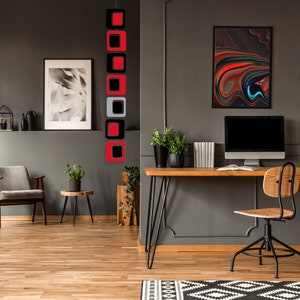 Coolsville Retro Art Mobile in Dramatic Black Red White - 3 Sizes to Choose From - Mid Century Modern Abstract Style Kinetic Mobiles