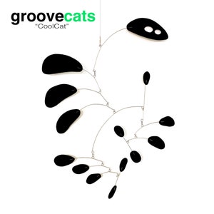 GrooveCATS Art Mobile - 3 Sizes - CoolCat hanging kinetic art mobiles - Atomic Mid Century Modern Retro Style Home Decor