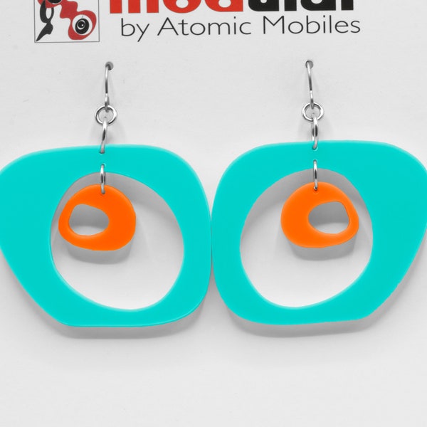 Paris 2-Tone Modern Art Earrings - Retro Midcentury Statement Earrings - Mod Fashion Acrylic Jewelry - Geometric Earrings -Dangling Earrings