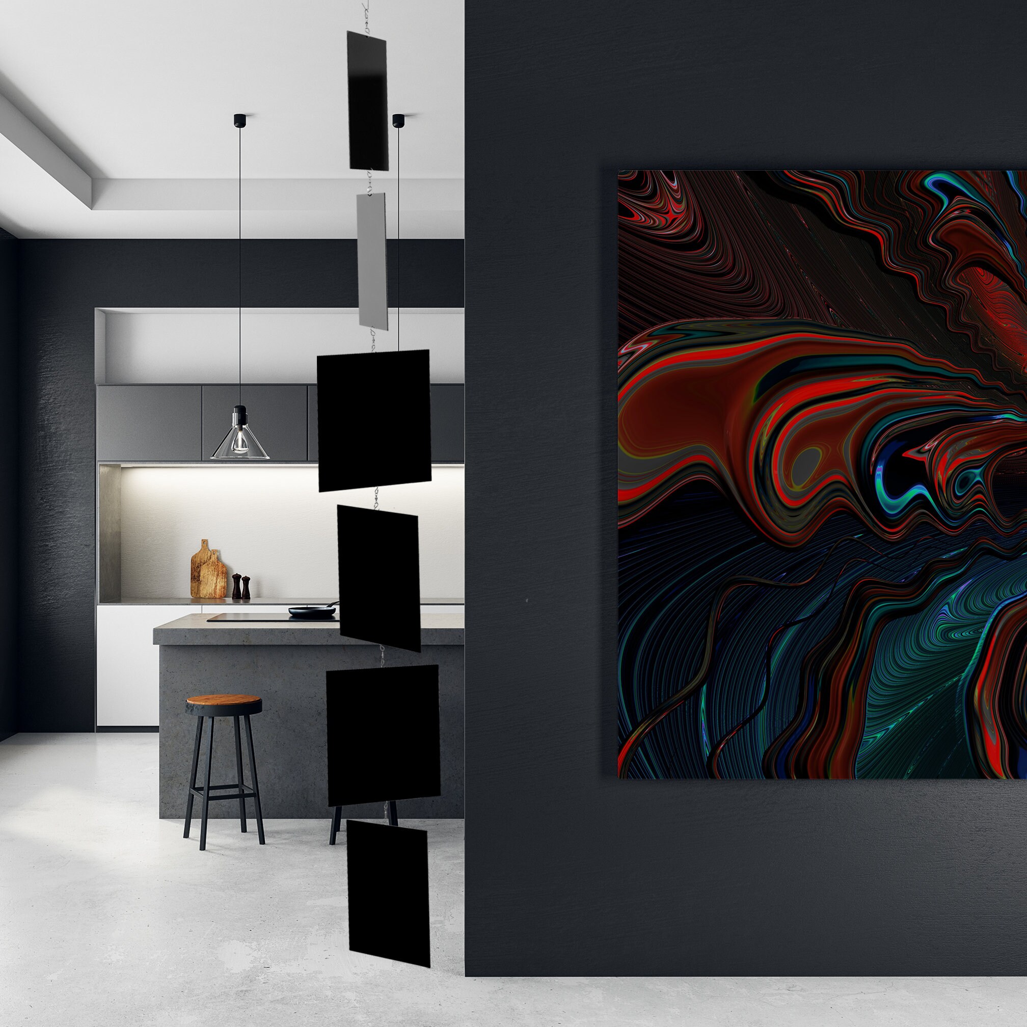 Modcast Black Art Mobiles | Mobile à Suspension Cinétique Moderne Du Milieu Siècle Décoration Intéri