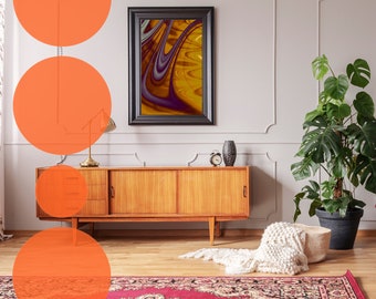 BOLD AF XL Orange Art Mobile: Modern Kinetic Sculpture, Modular Design 93" Tall Dramatic Home Decor