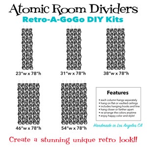 Retro-a-gogo DIY KIT - Atomic Curtain Room Divider - Black Mid Century ...