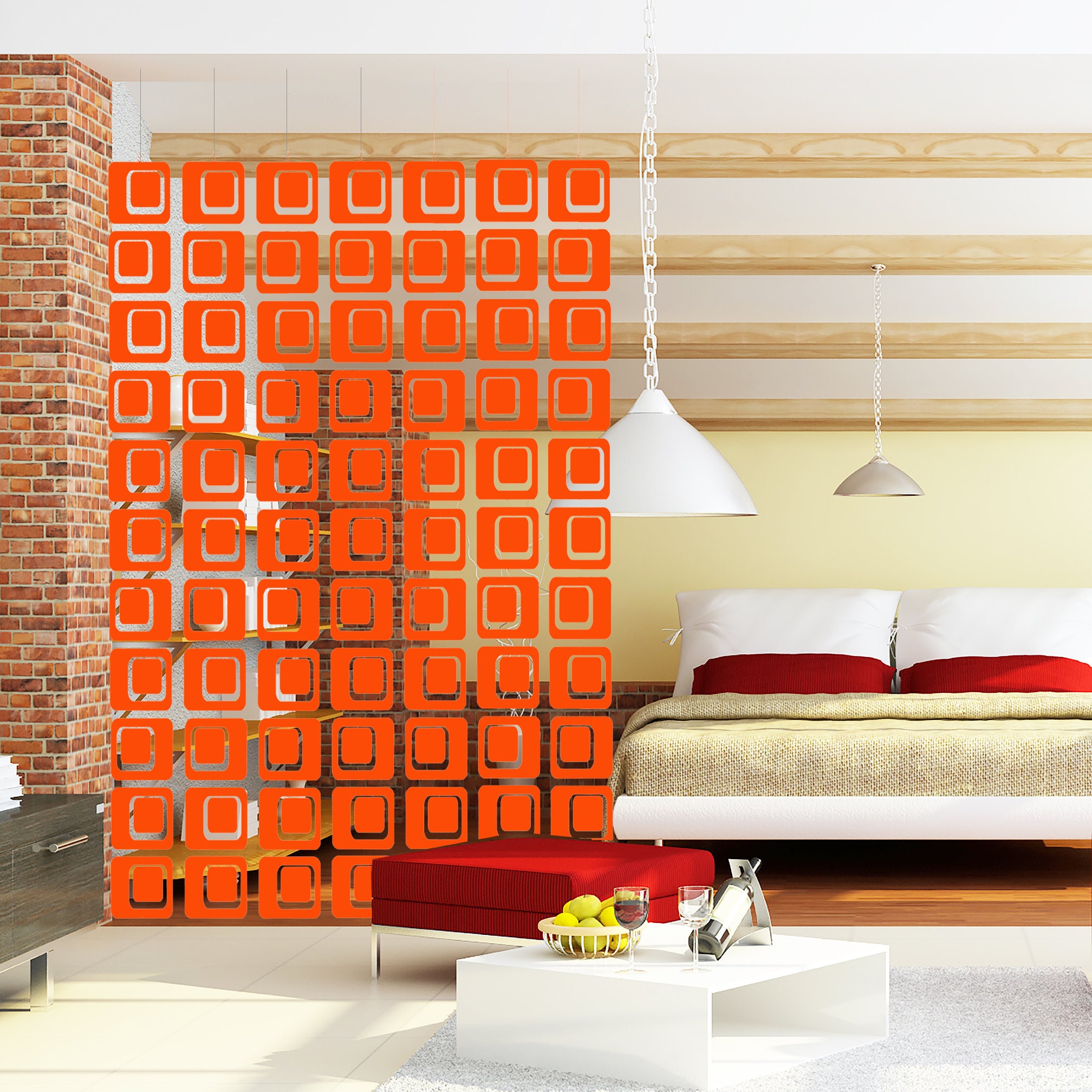 Stunning DIY Kit Orange Coolsville Room Divider Screen - Atomic Mid ...
