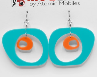 Paris Midcentury Modern Acrylic Dangle Earrings: Geometric Mod Jewelry