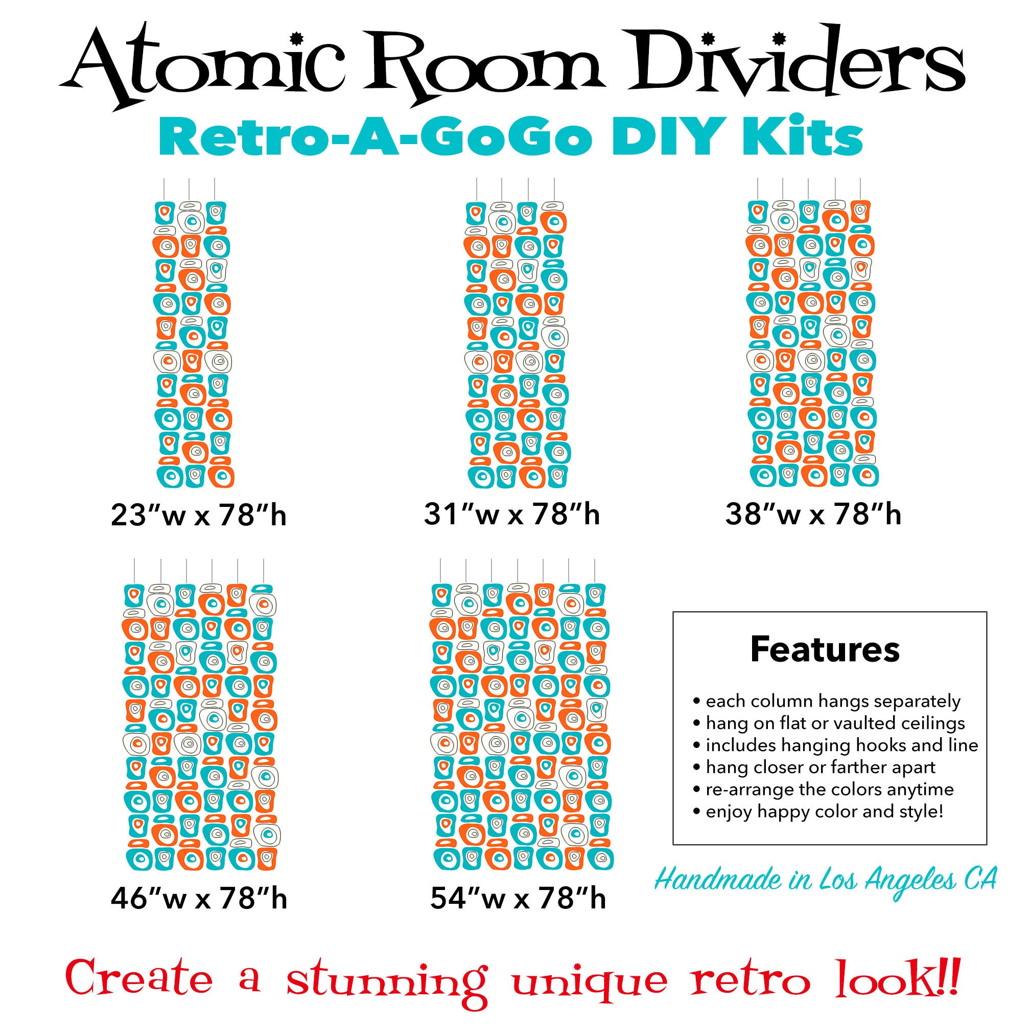 MCM Retro-a-gogo DIY Kits for Room Dividers Mobiles + Curtains - Mid ...