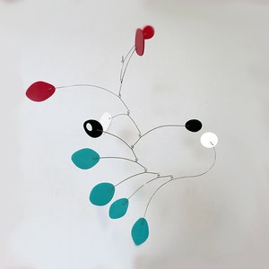 MOD Teal + Red Mid Century Modern Hanging Art Mobile - Kinetic Sculpture - Retro Red Aqua White Black - 2 Sizes - Free Shipping - Home Decor