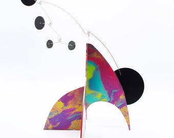 Hand Painted Art Stabile Sculpture: Mid-Century Modern Home Decor